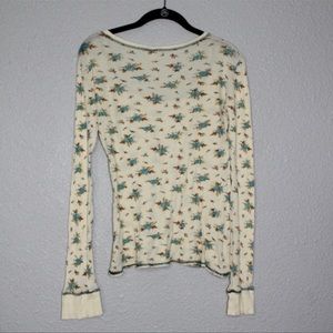 Vintage Free People Floral Scoop Neck Thermal LG